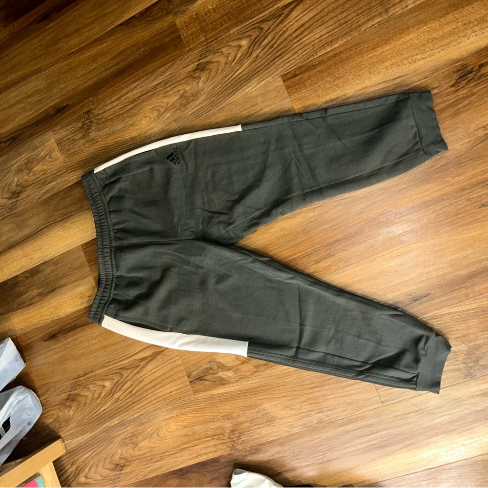 Adidas Green Joggers with White Accents
